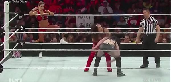  Paige vs The Bellas. Handicap match. Raw 2015.